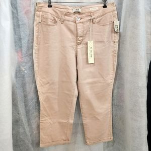 Vintage America Rose Pink Crop Pants Calf Capri Boho Missy Womens Size 14 NWT